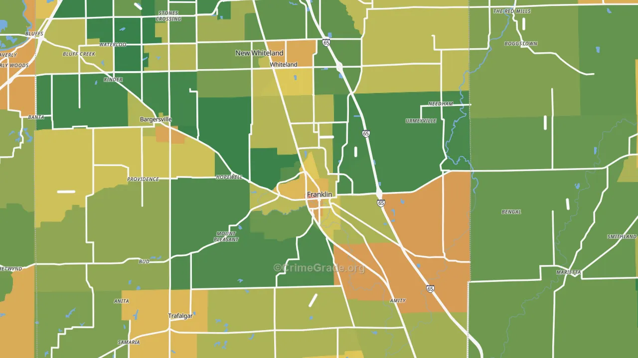 Franklin, IN Map of Assault Rates