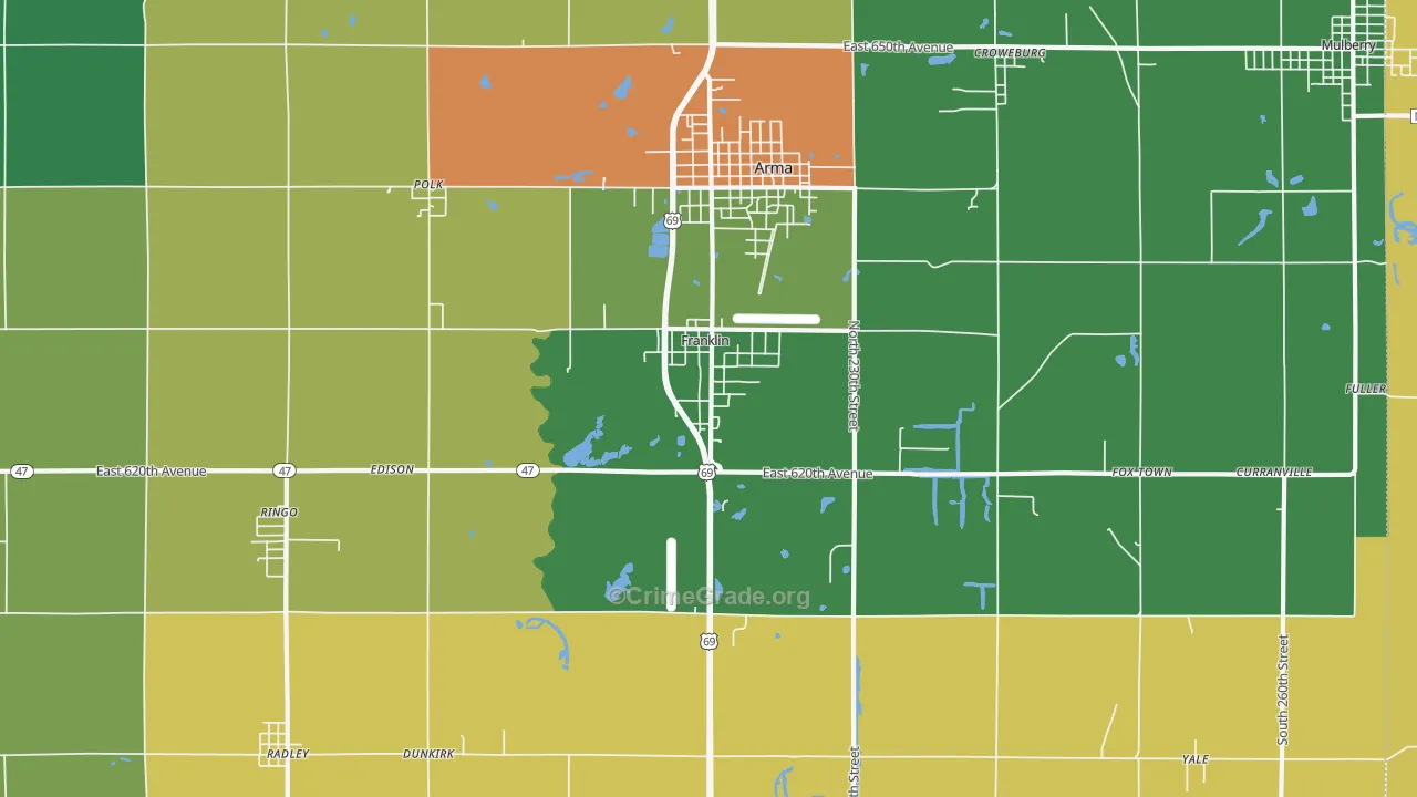 Franklin, KS Map of Assault Rates