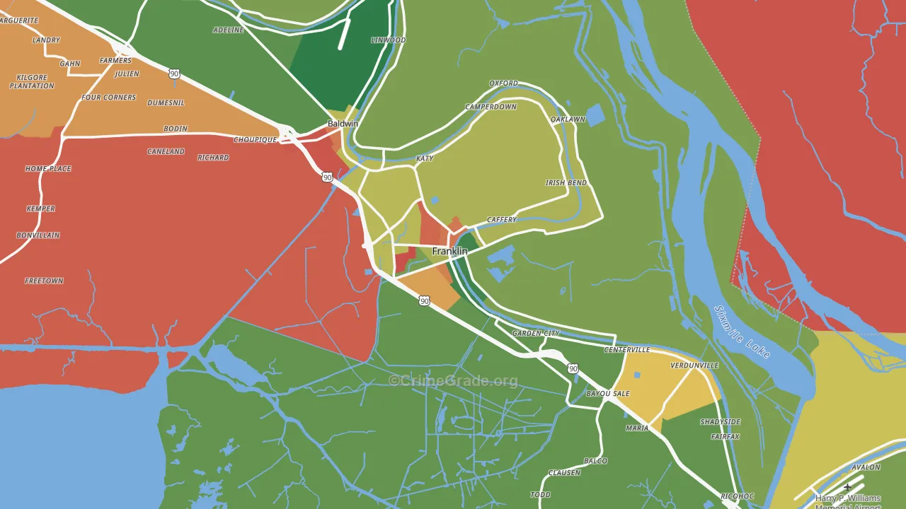 Franklin, LA Map of Assault Rates