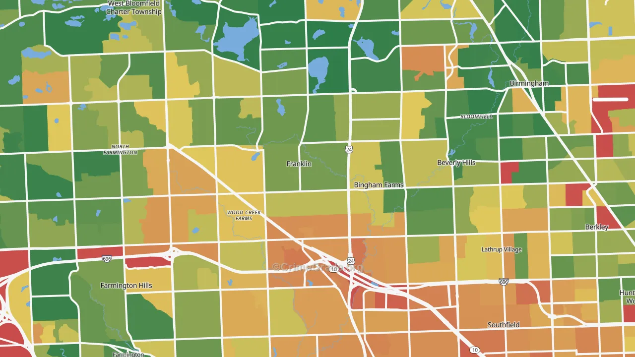 Franklin, MI Map of Assault Rates