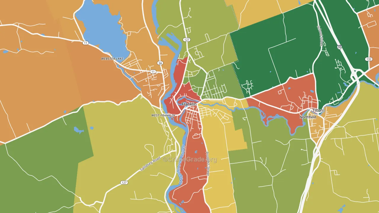 Franklin, NH Map of Assault Rates