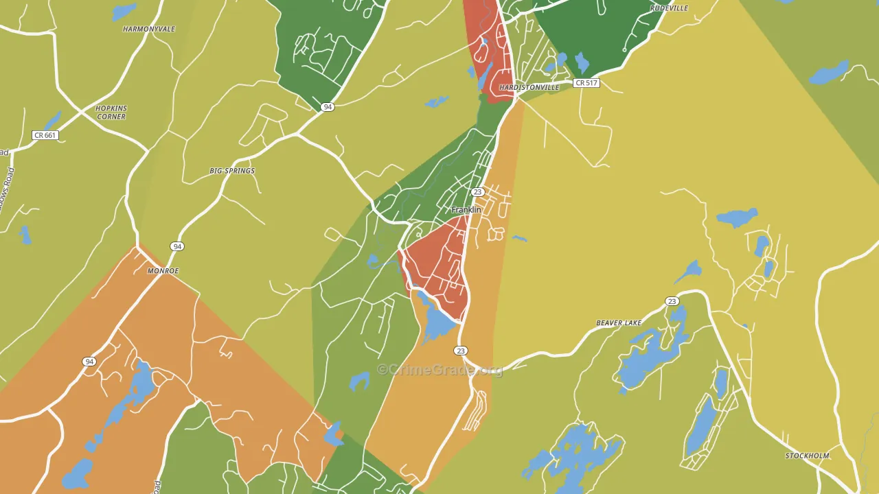 Franklin, NJ Map of Assault Rates
