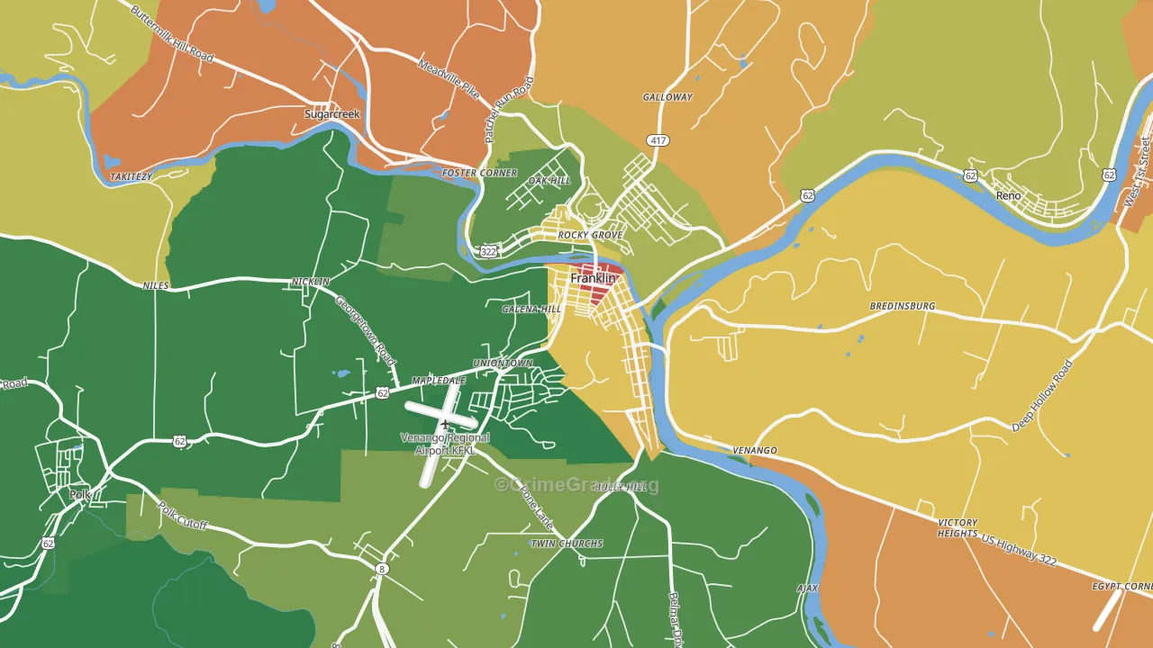 Franklin, PA Map of Assault Rates