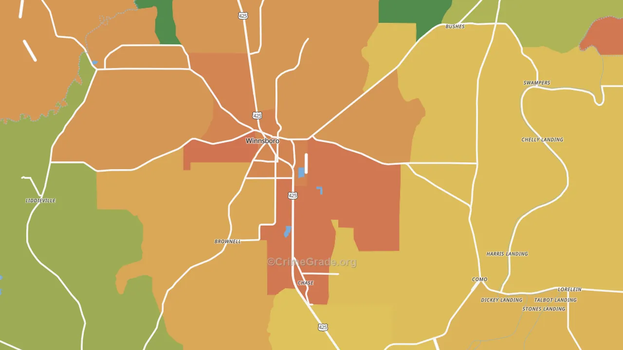 Franklin Parish, LA Map of Assault Rates