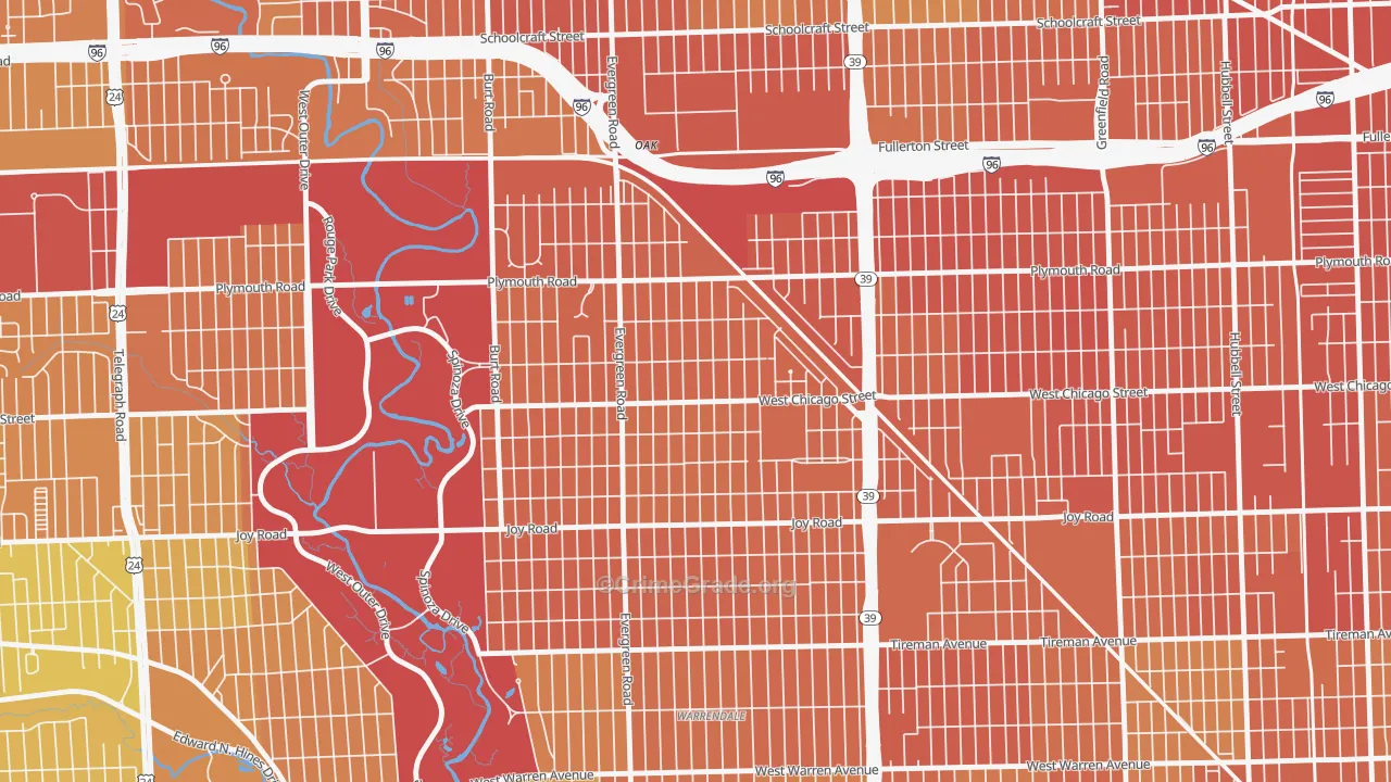 Franklin Park, Detroit, MI Map of Assault Rates