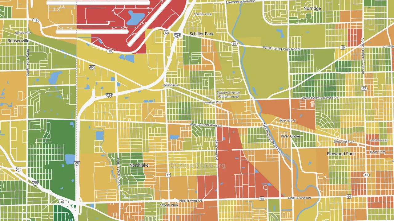 Franklin Park, IL Map of Assault Rates