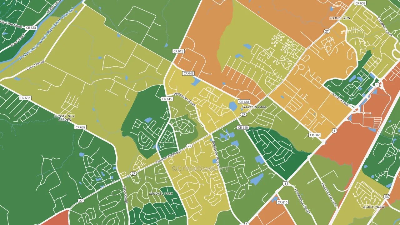Franklin Park, NJ Map of Assault Rates