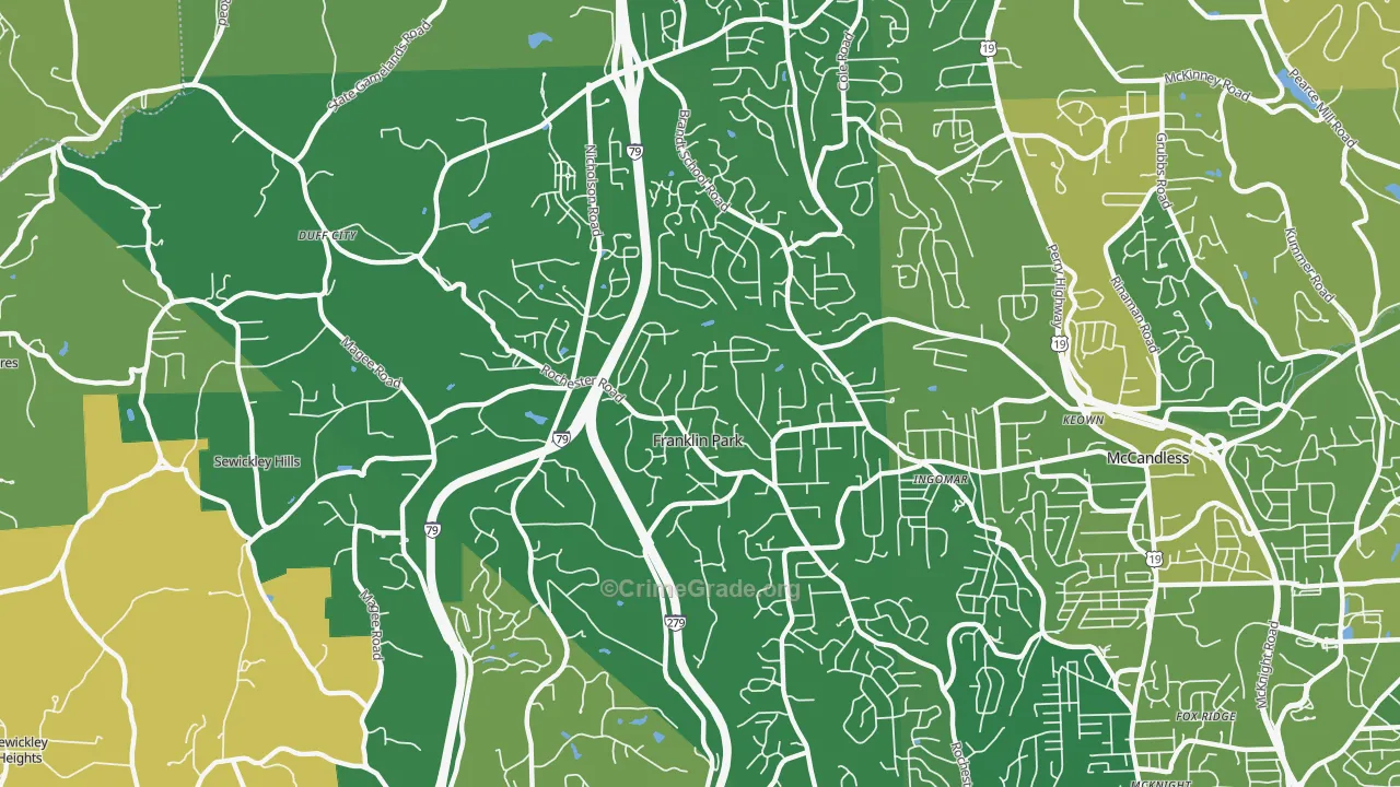 Franklin Park, PA Map of Assault Rates