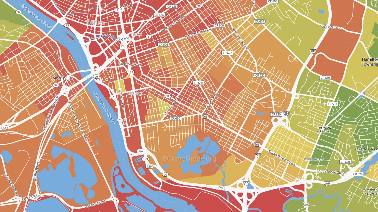 Franklin Park, Trenton, NJ Map of Assault Rates