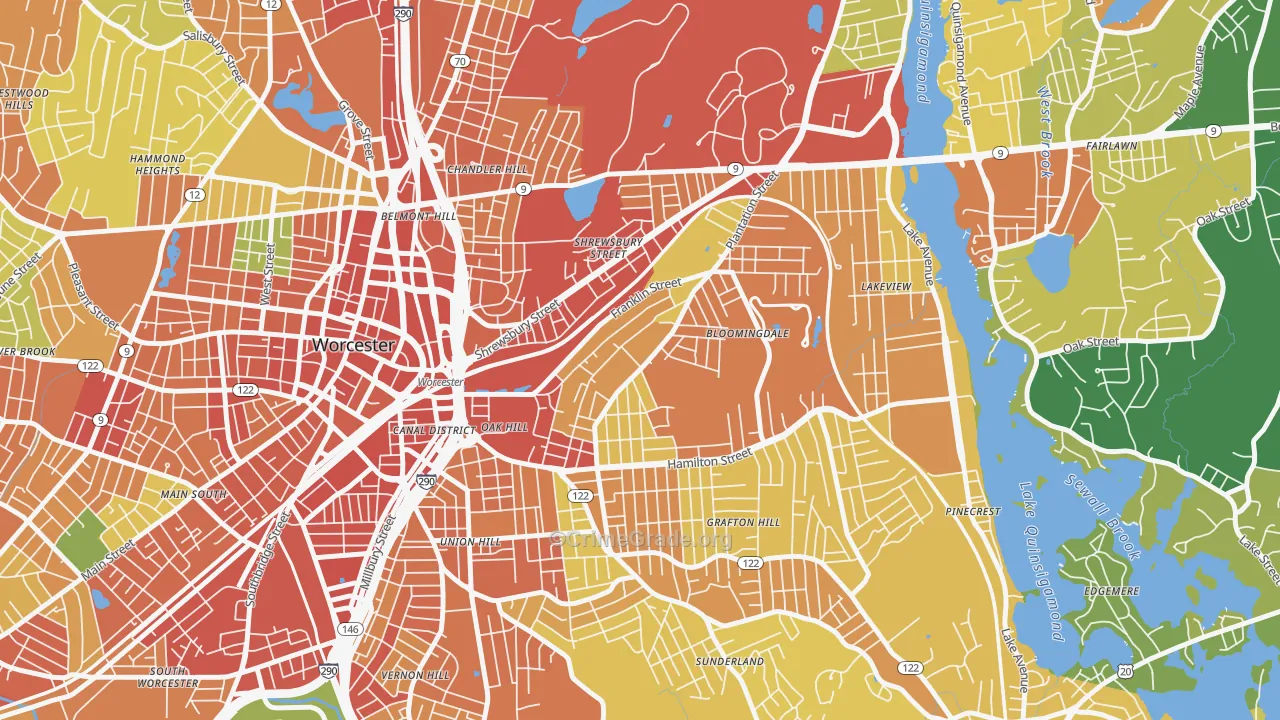 Franklin Plantation, Worcester, MA Map of Assault Rates