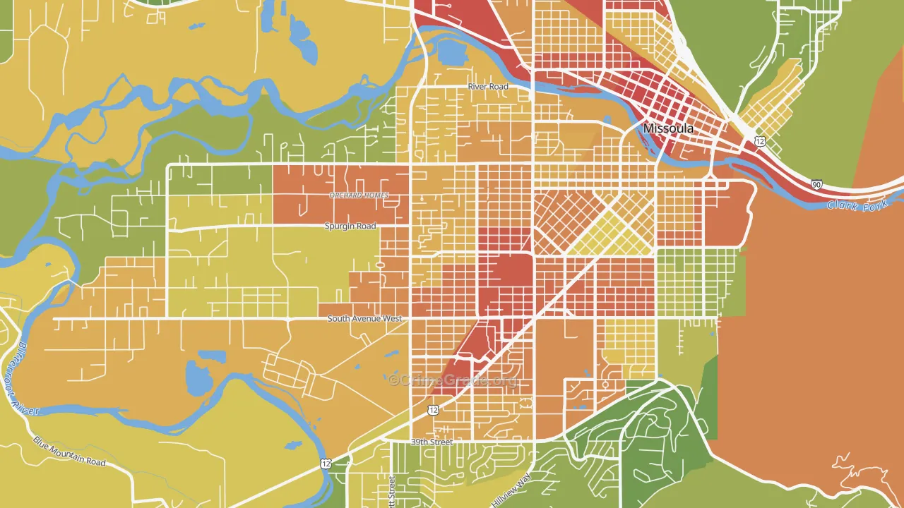 Franklin To The Fort, Missoula, MT Map of Assault Rates