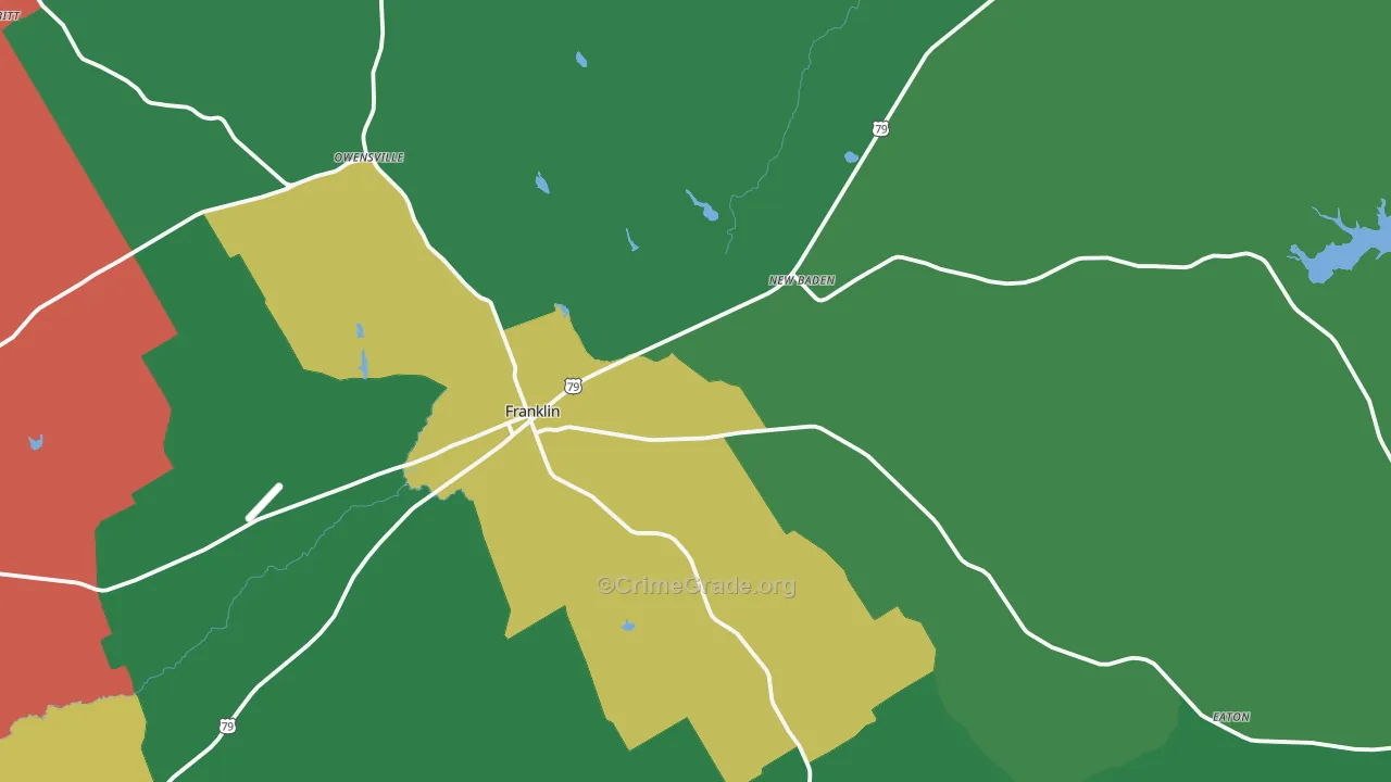 Franklin, TX Map of Assault Rates