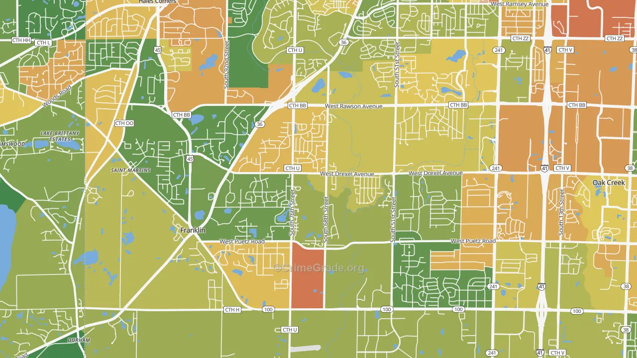 Franklin, WI Map of Assault Rates