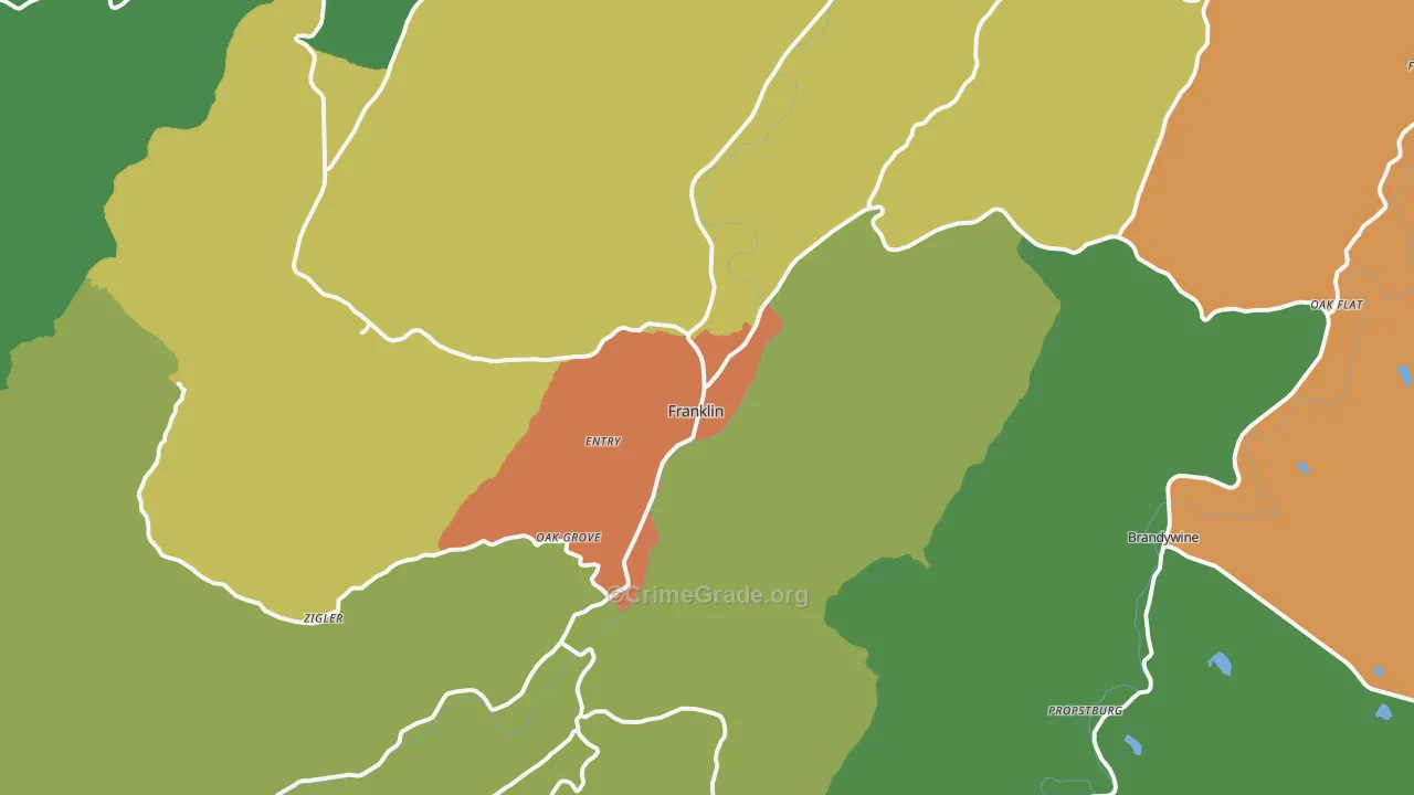 Franklin, WV Map of Assault Rates