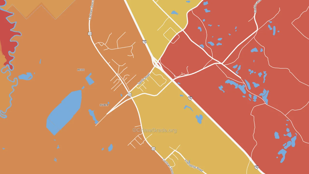 Franklinton, GA Map of Assault Rates