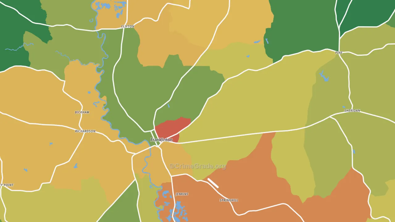 Franklinton, LA Map of Assault Rates