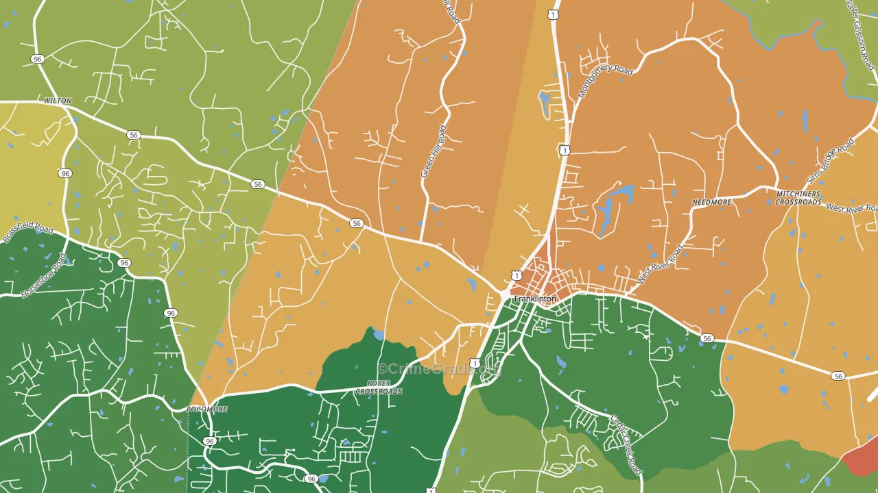 Franklinton, NC Map of Assault Rates