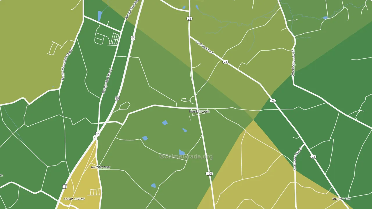 Franklintown, PA Map of Assault Rates
