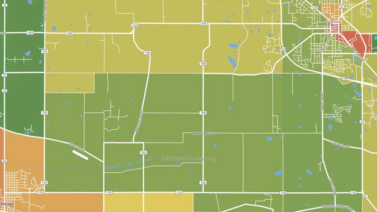 Franklinville, IL Map of Assault Rates