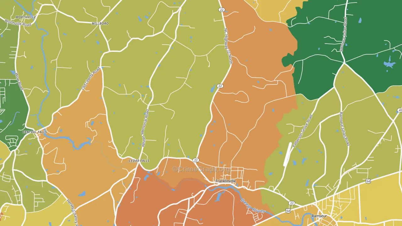 Franklinville, NC Map of Assault Rates