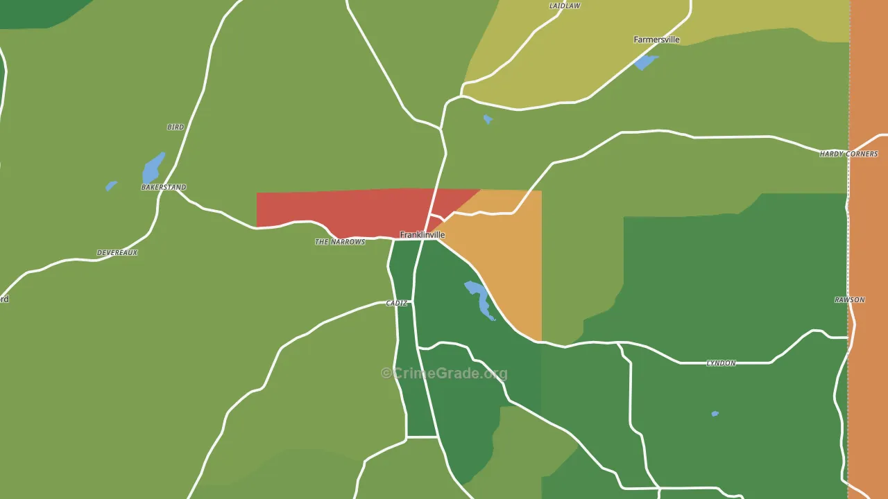 Franklinville, NY Map of Assault Rates