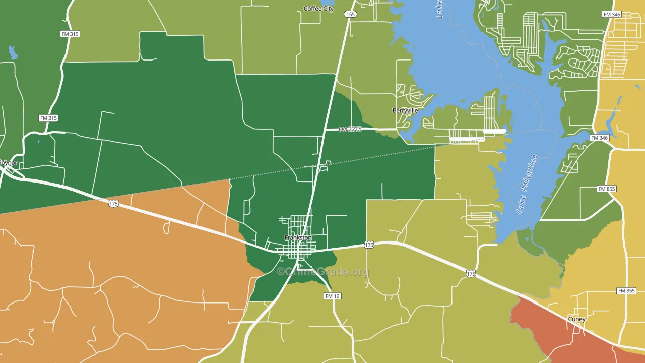 Frankston, TX Map of Assault Rates