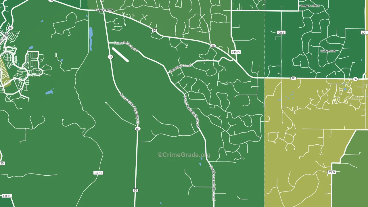 Franktown, CO Map of Assault Rates