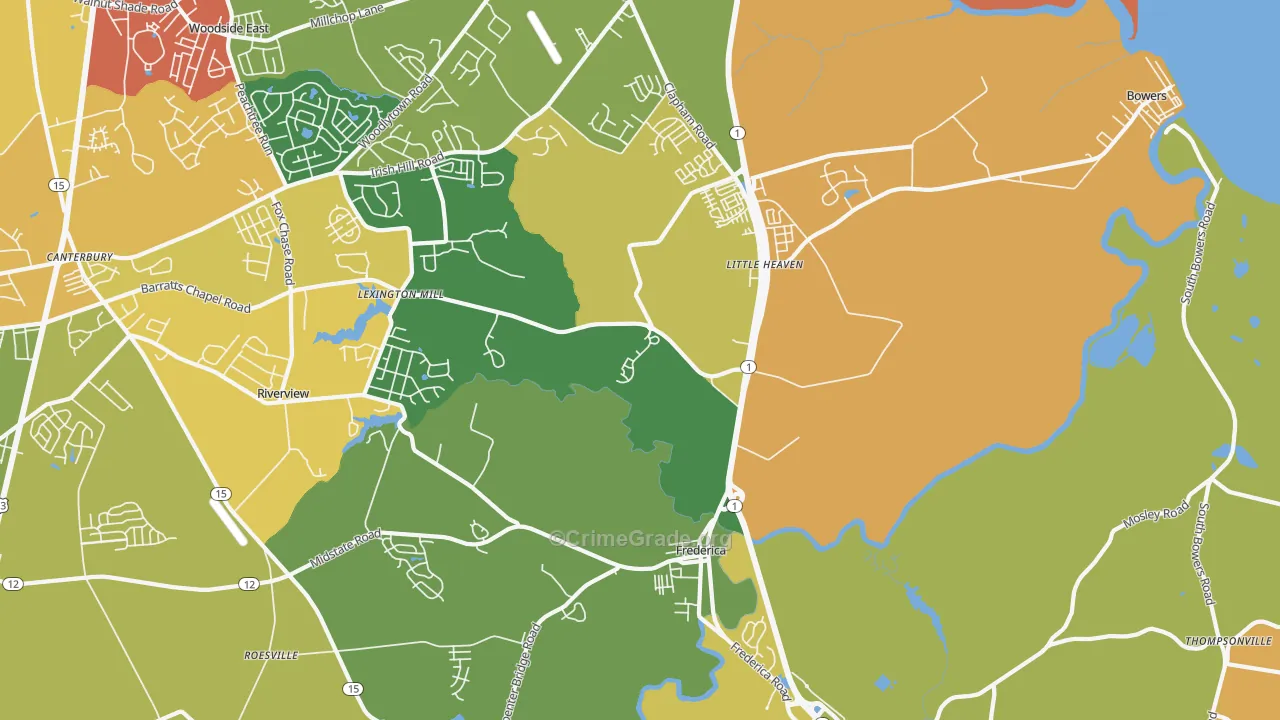 Frederica, DE Map of Assault Rates