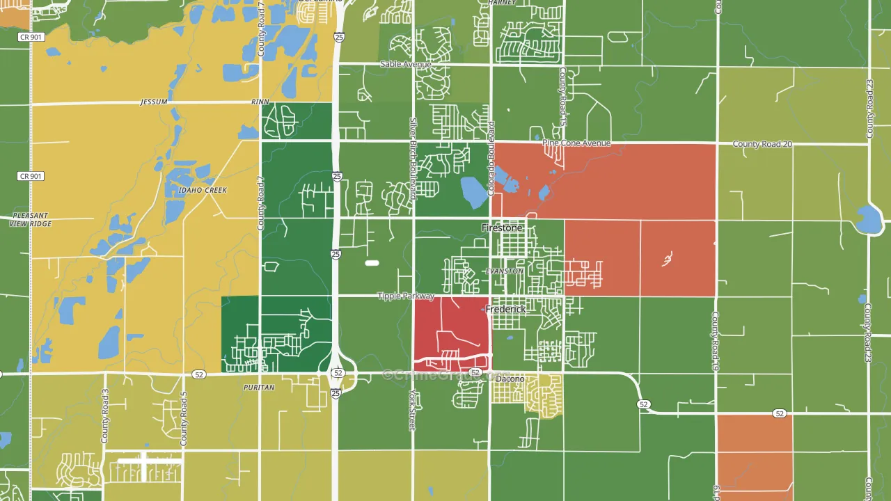 Frederick, CO Map of Assault Rates