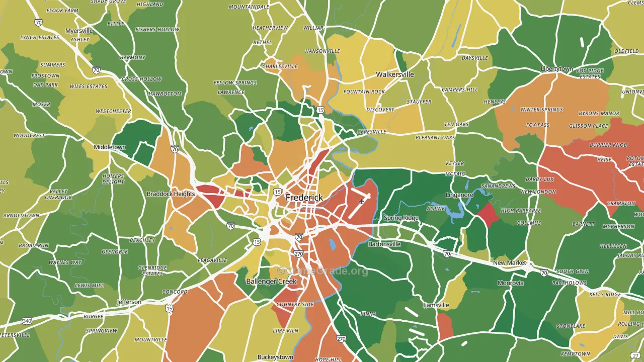 Frederick County, MD Map of Assault Rates