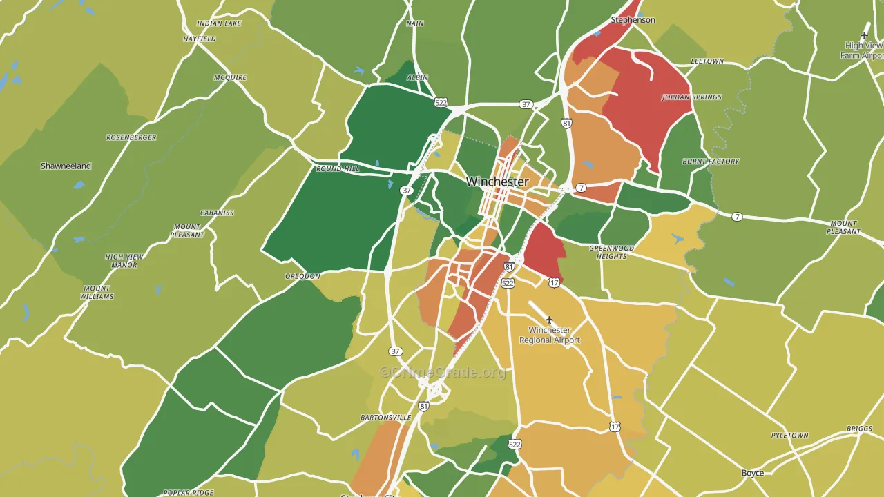 Frederick County, VA Map of Assault Rates