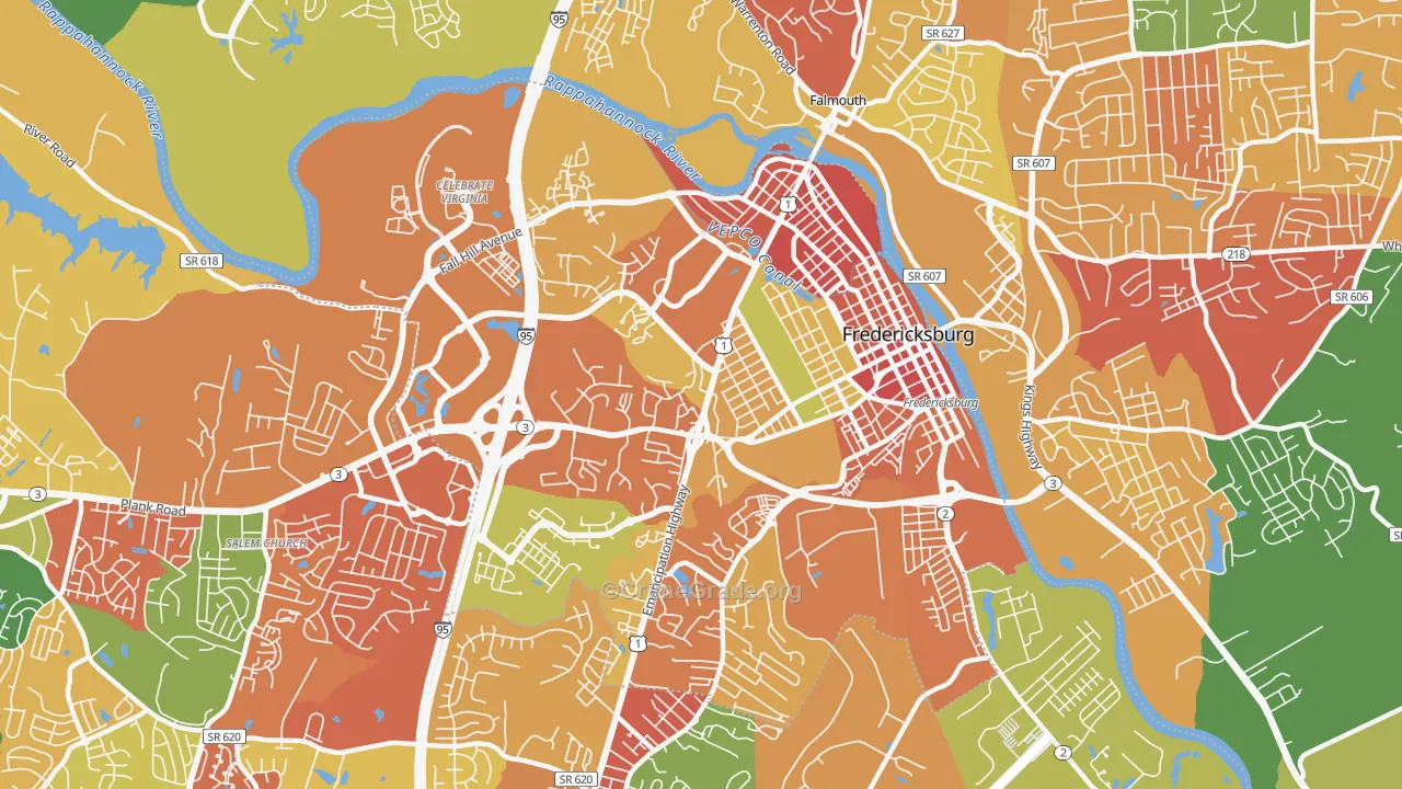 Fredericksburg City, VA Map of Assault Rates