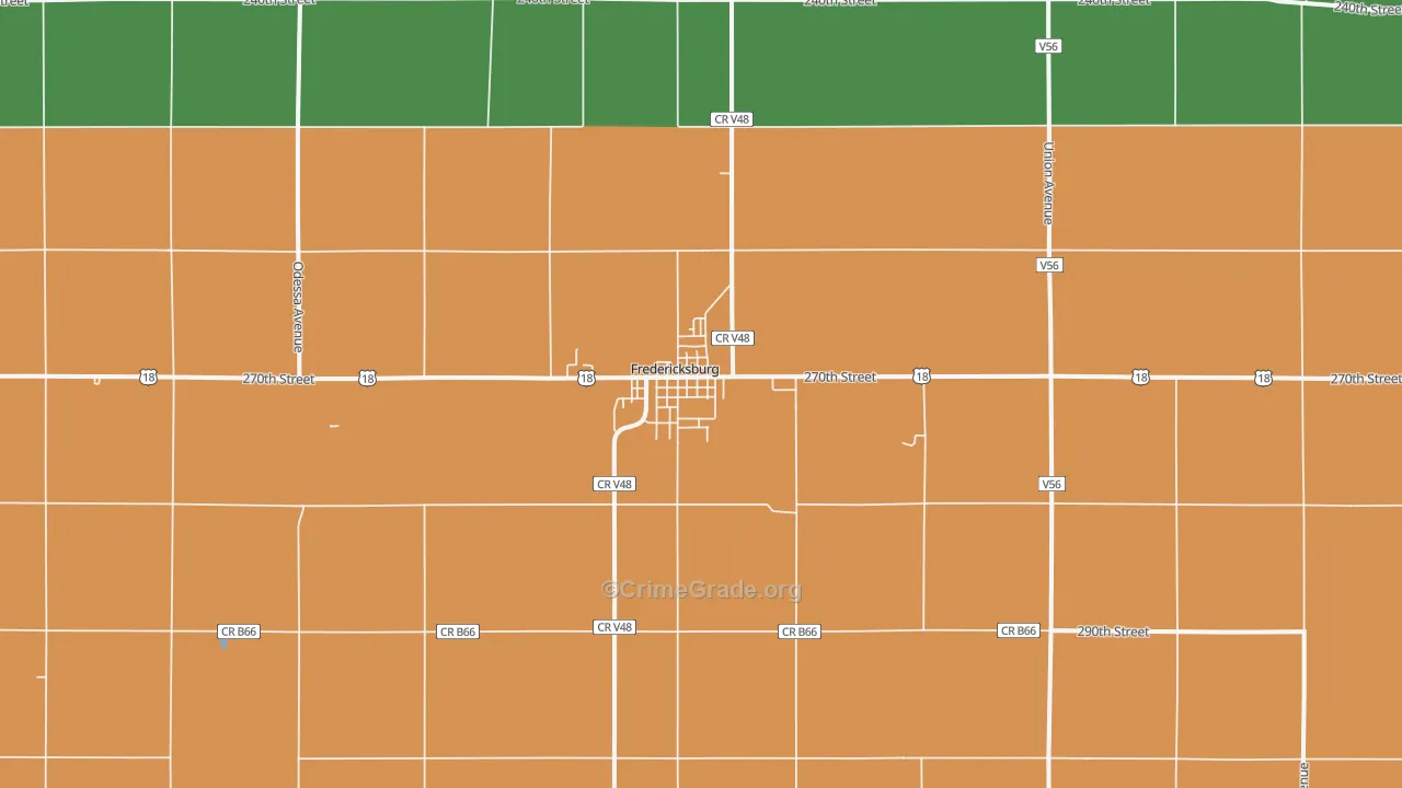 Fredericksburg, IA Map of Assault Rates