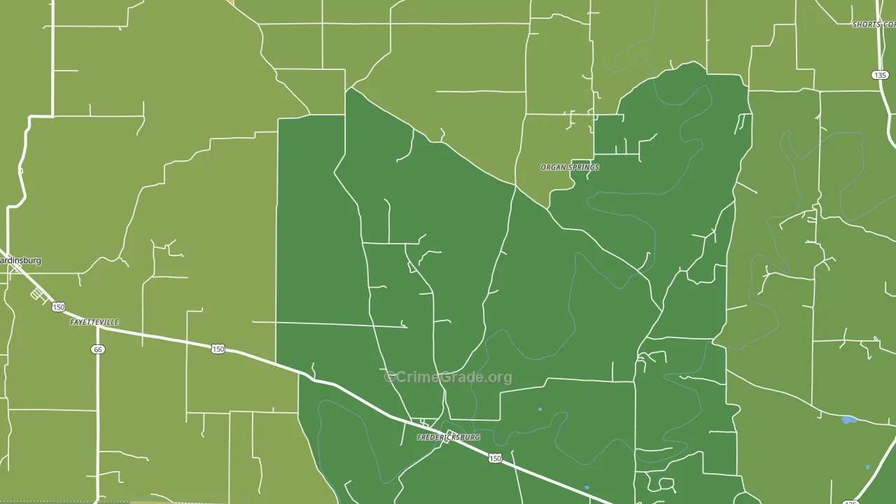 Fredericksburg, IN Map of Assault Rates