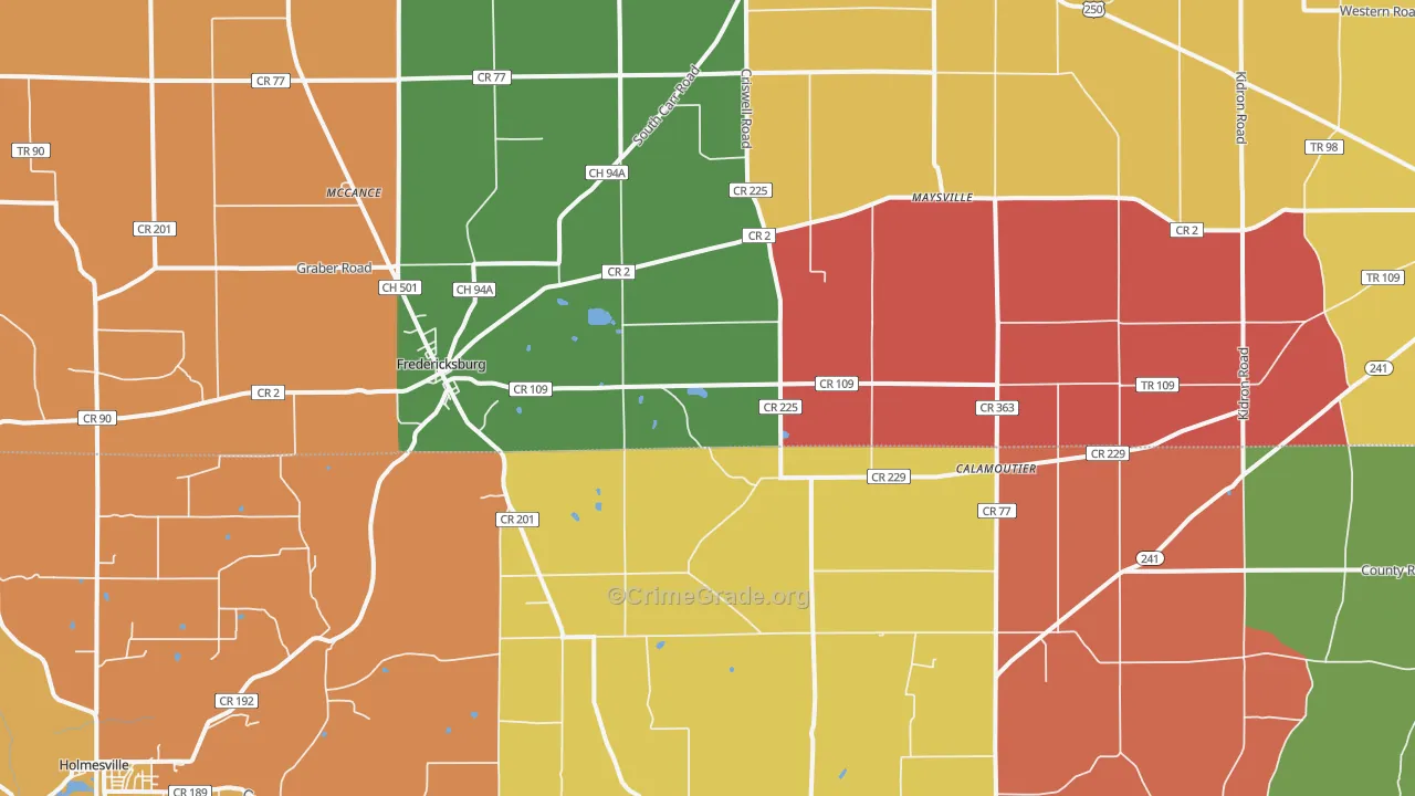 Fredericksburg, OH Map of Assault Rates