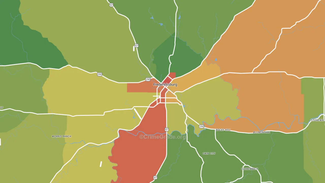 Fredericksburg, TX Map of Assault Rates