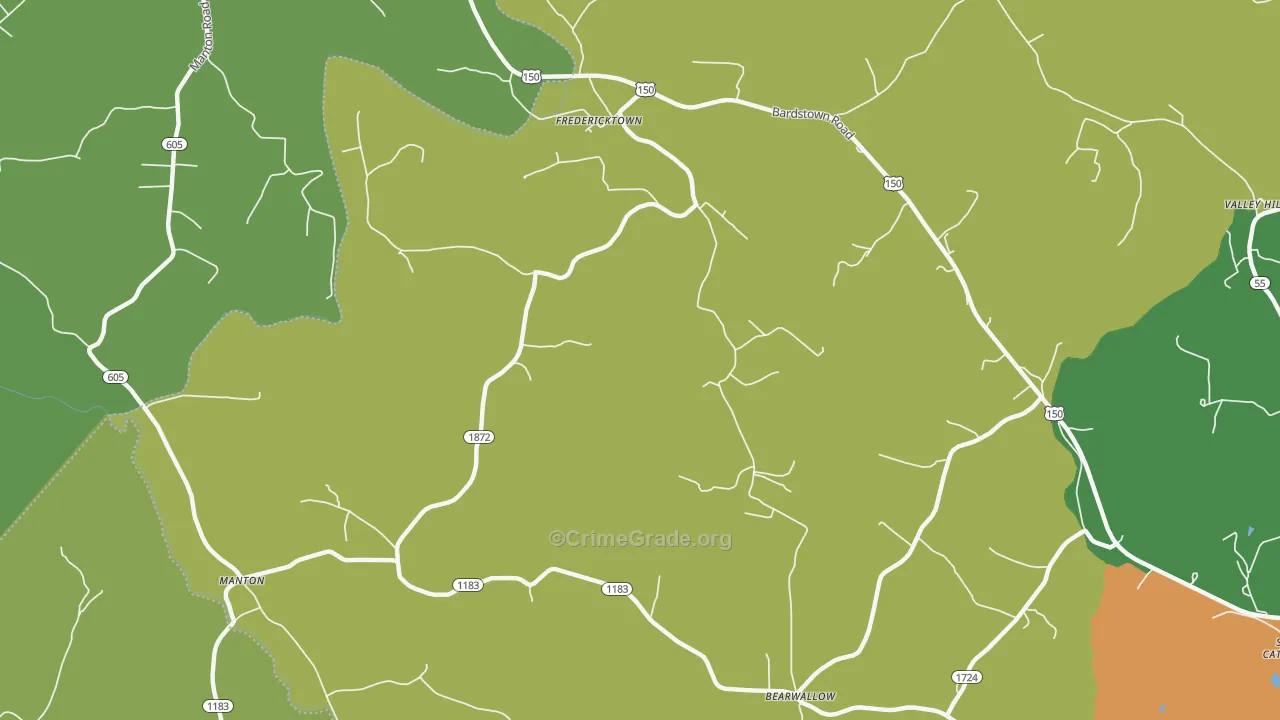 Fredericktown, KY Map of Assault Rates