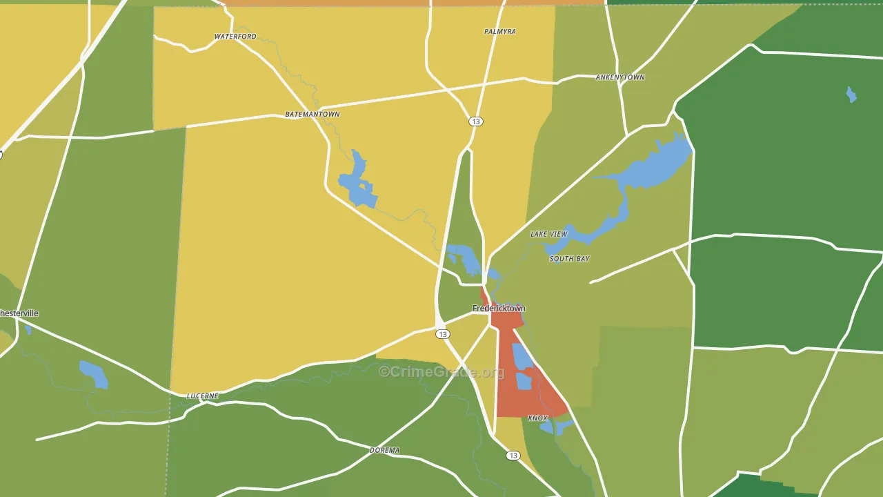 Fredericktown, OH Map of Assault Rates