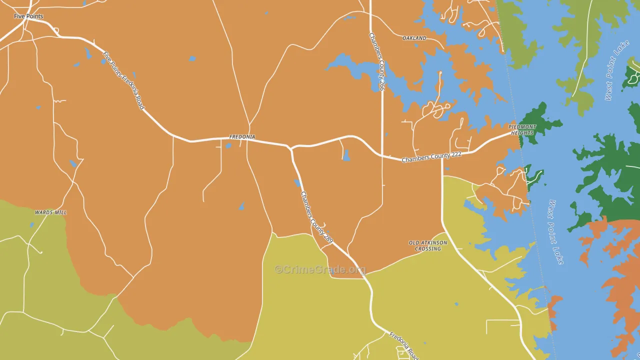 Fredonia, AL Map of Assault Rates