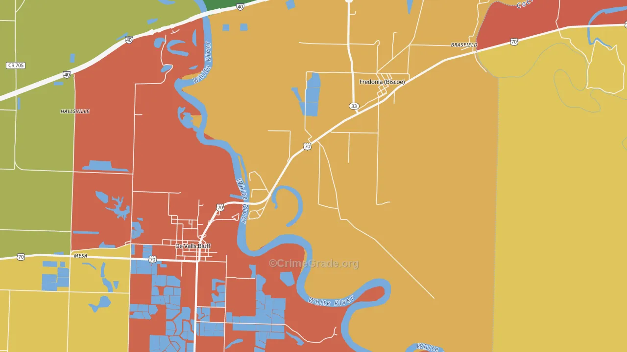 Fredonia, AR Map of Assault Rates