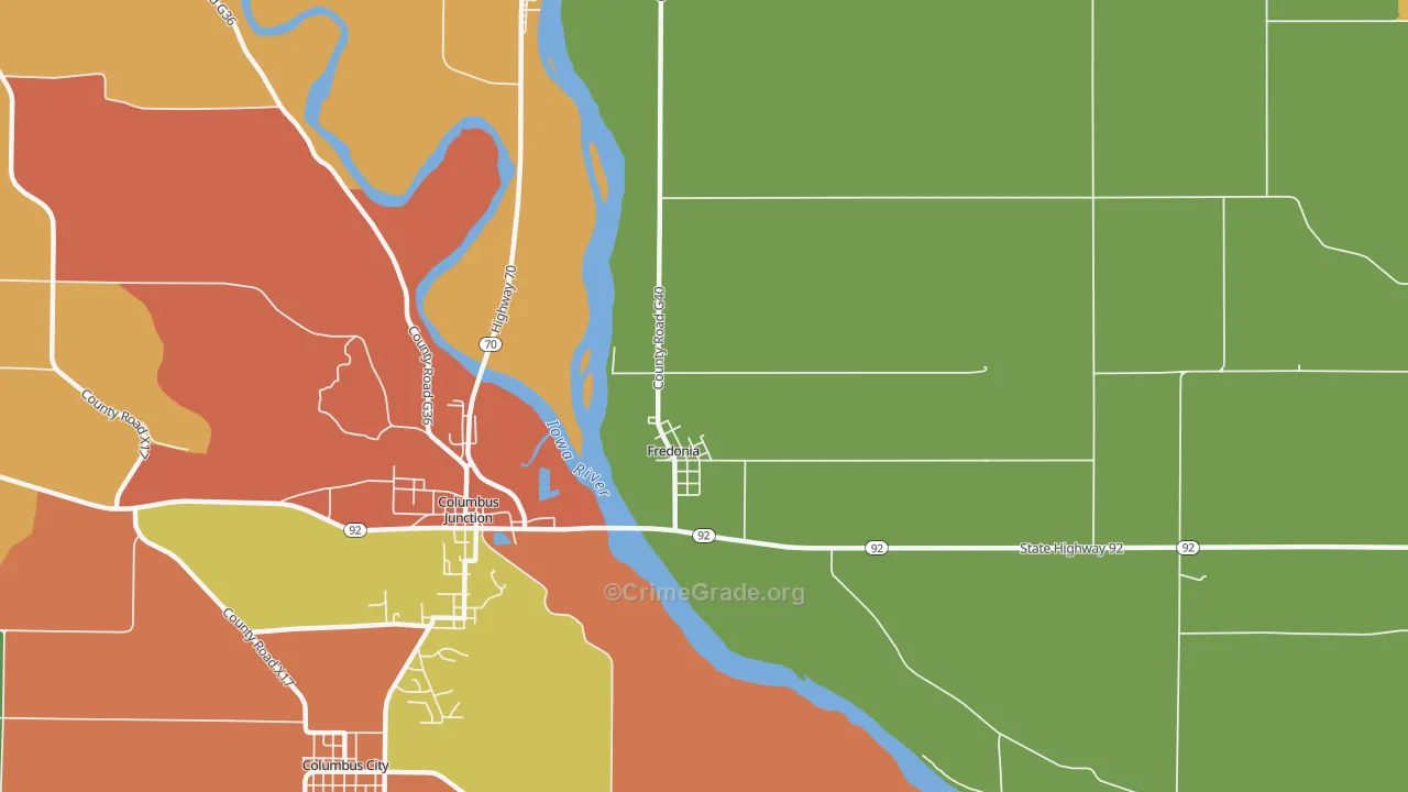 Fredonia, IA Map of Assault Rates
