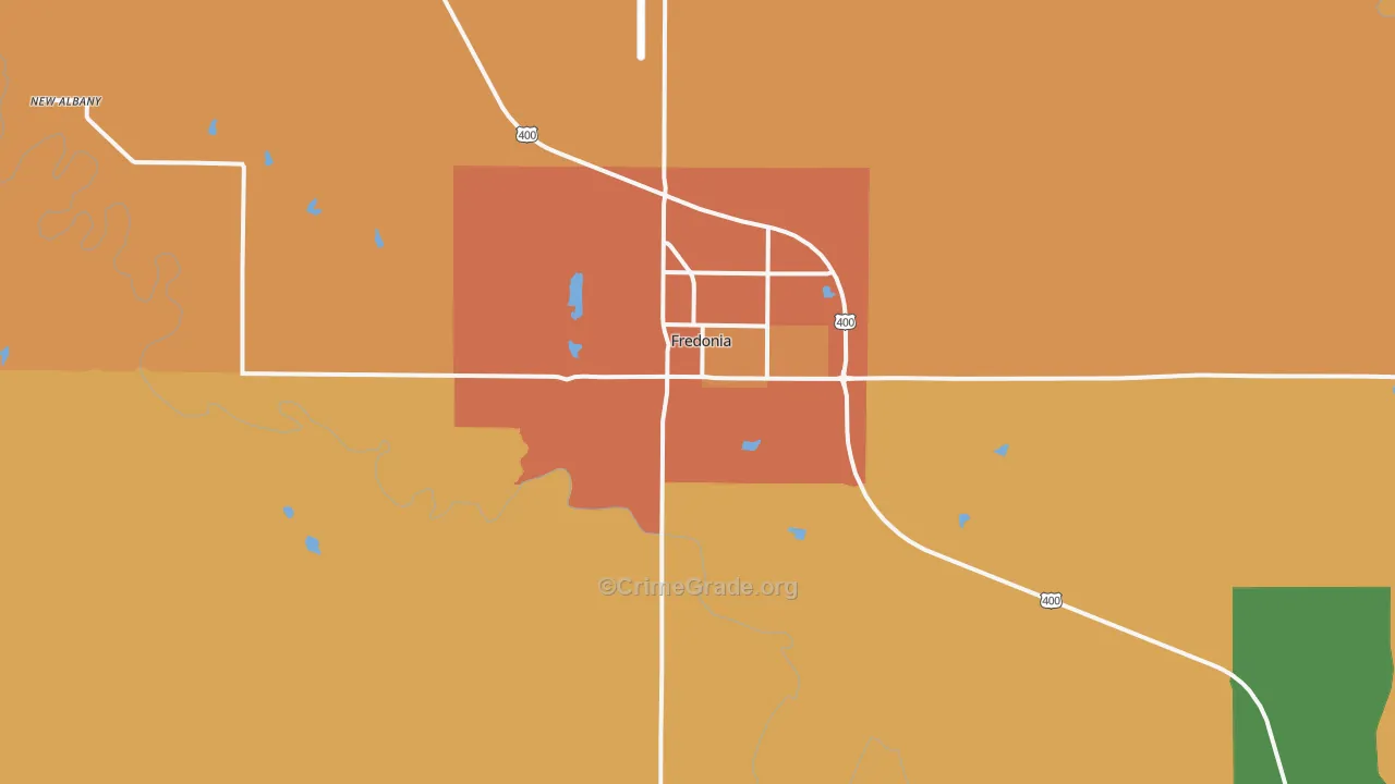 Fredonia, KS Map of Assault Rates