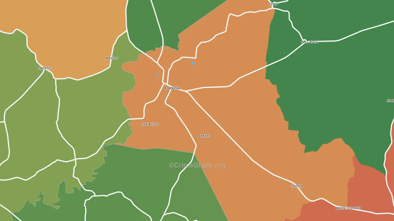 Fredonia, KY Map of Assault Rates
