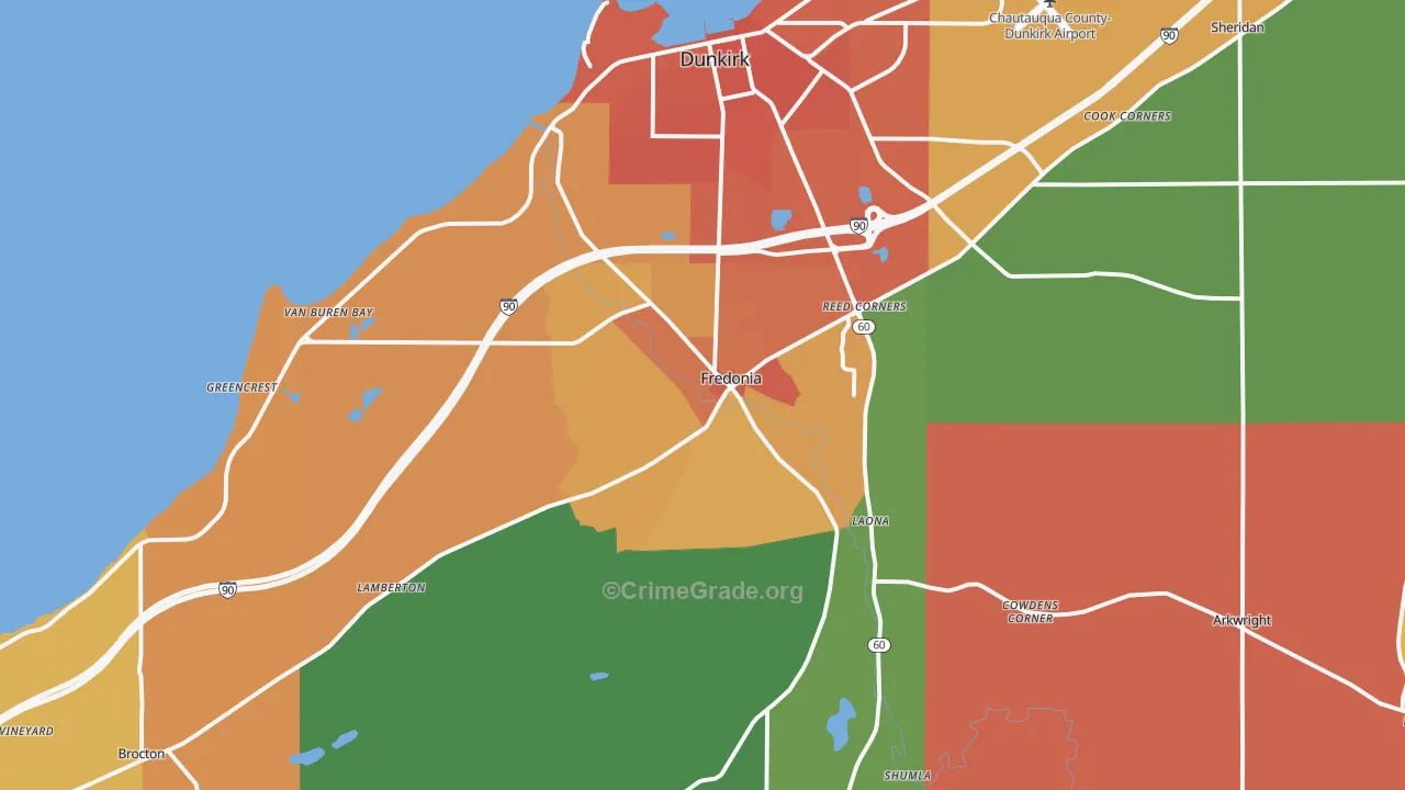 Fredonia, NY Map of Assault Rates