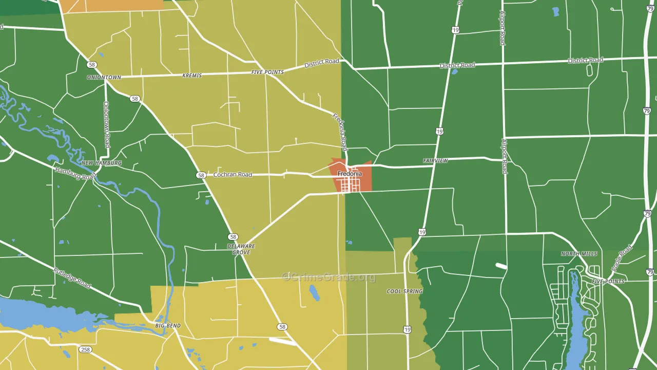 Fredonia, PA Map of Assault Rates