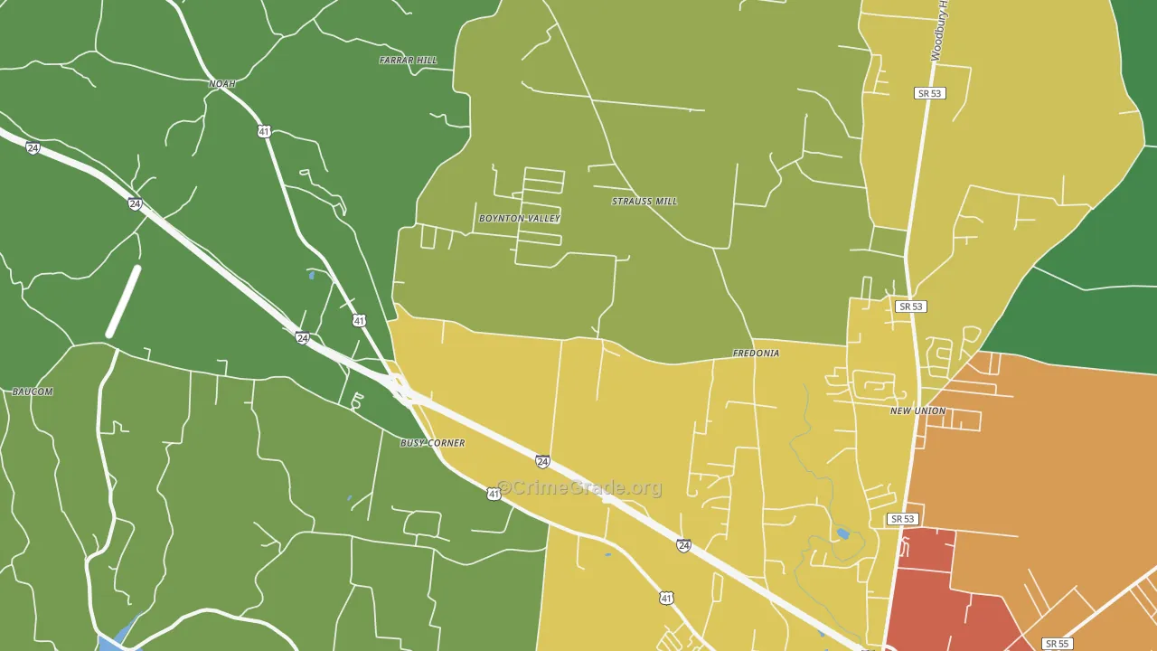 Fredonia, TN Map of Assault Rates