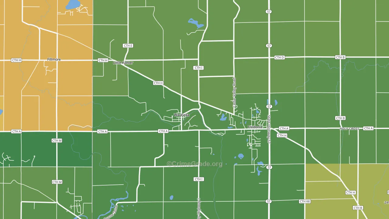 Fredonia, WI Map of Assault Rates
