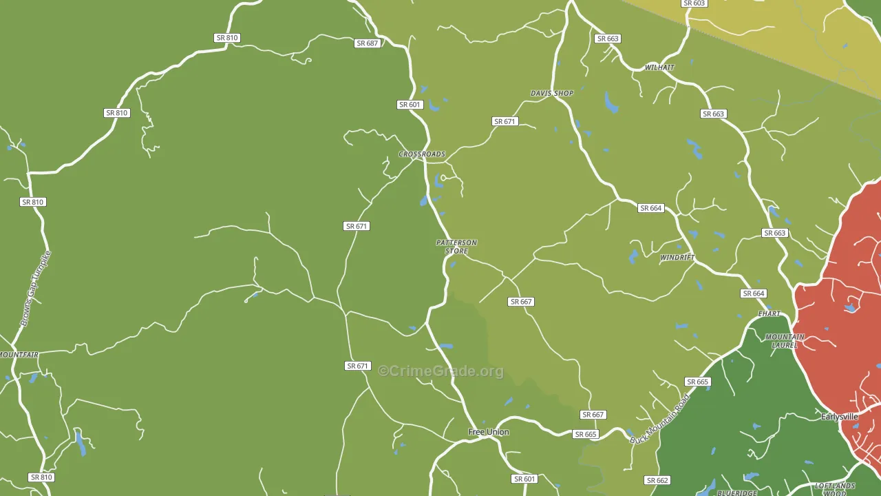 Free Union, VA Map of Assault Rates