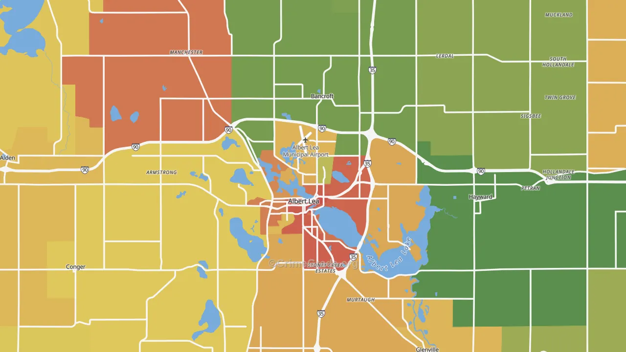 Freeborn County, MN Map of Assault Rates
