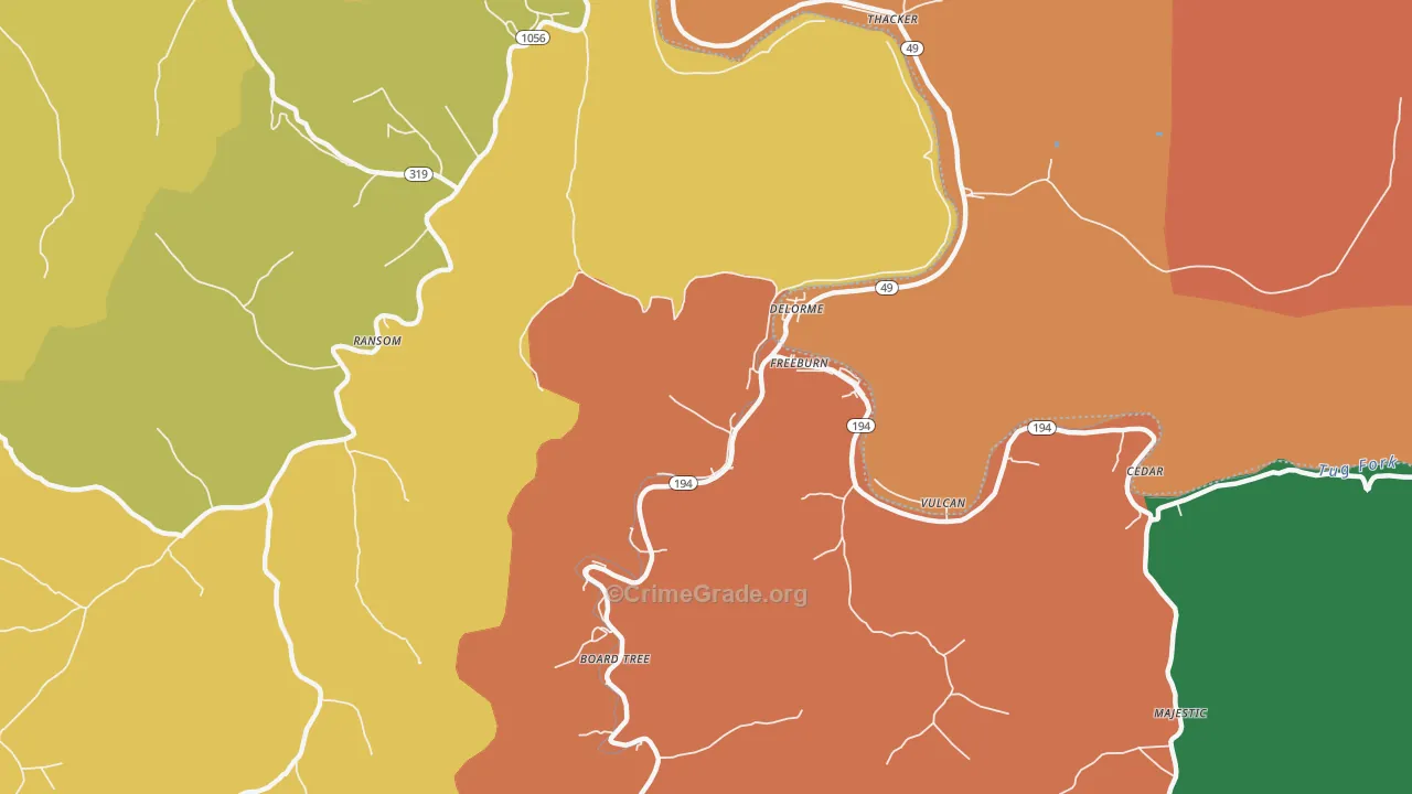 Freeburn, KY Map of Assault Rates